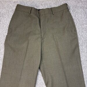 VINTAGE US Military Wool Trousers Mens 33S 30x30 Green Gabardine Pants MC-2212